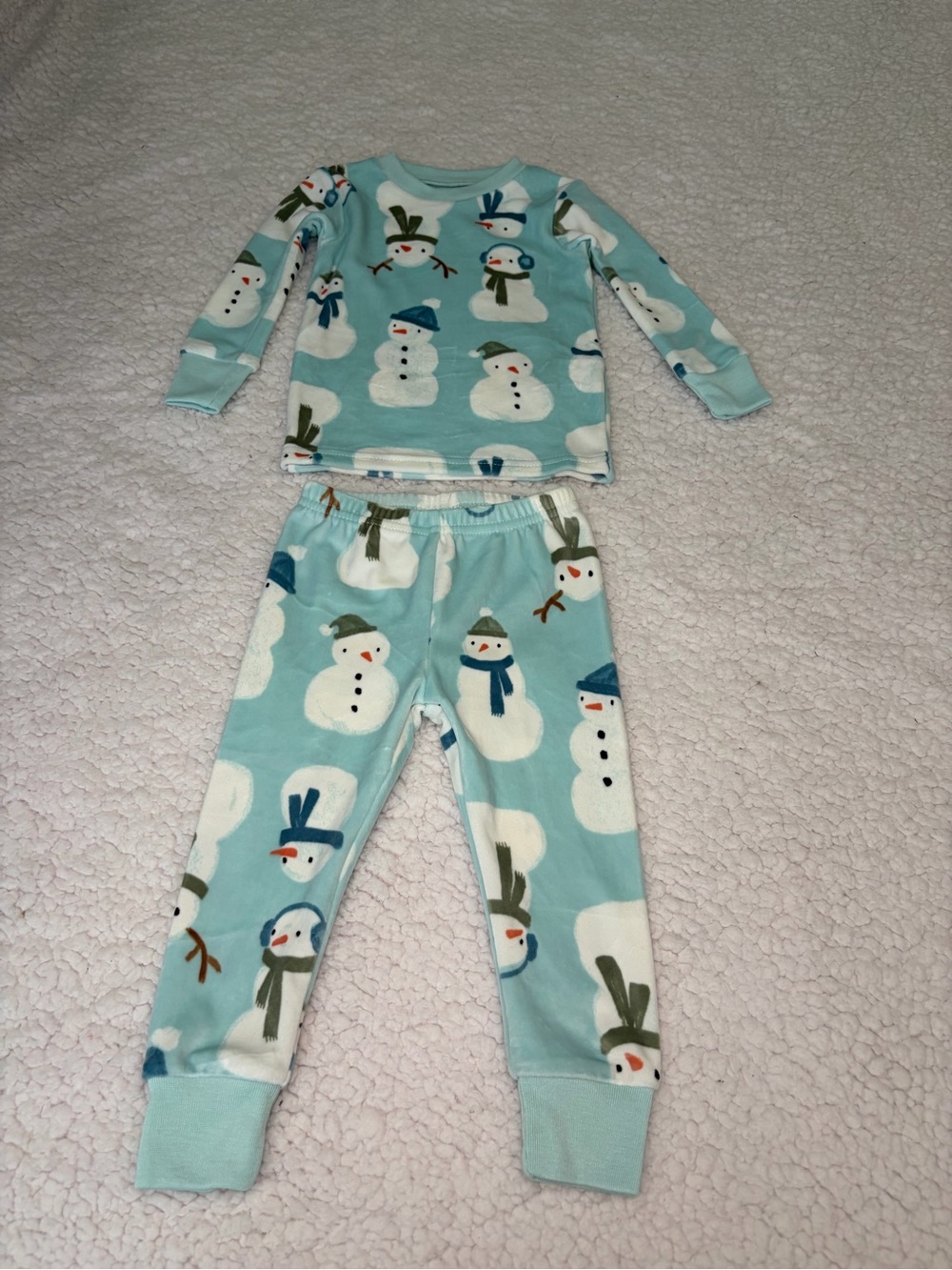 Kids Snowman Pajama Set - Light Blue 12Month